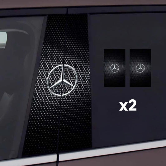 2x bilrudeklistermærker med logo